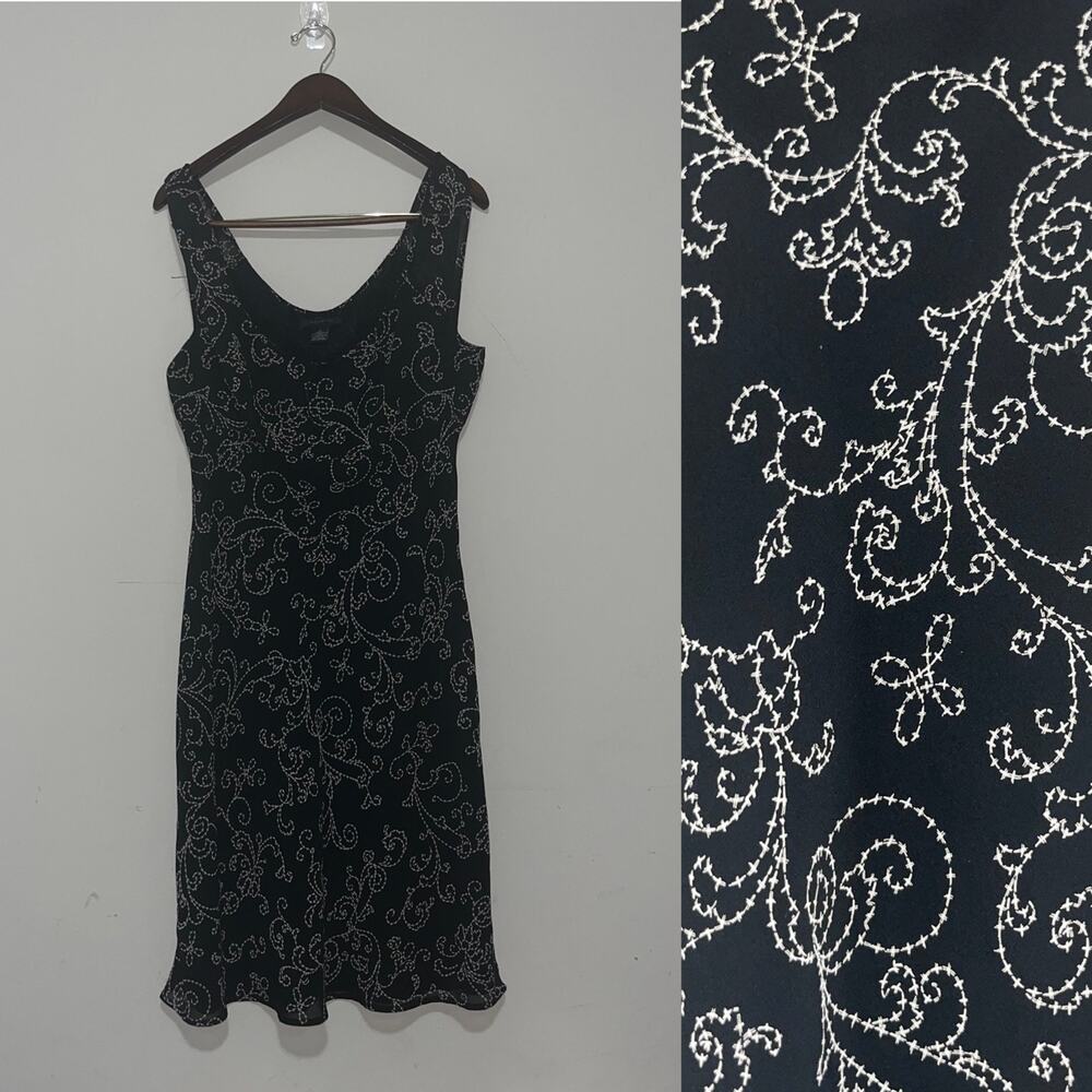 The Limited Paisley Vine Goth Whimsy Cocktail Little Black Dress Size 12 (0950)
